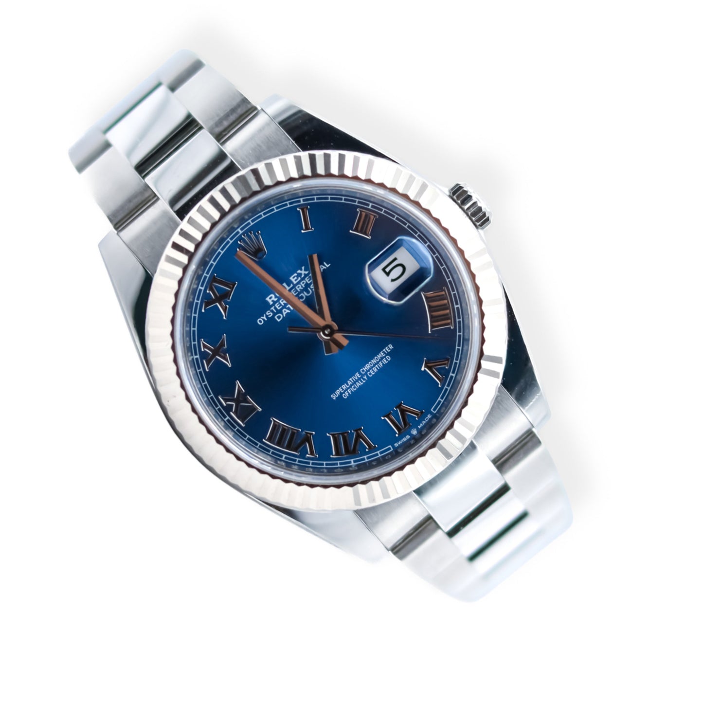 Rolex DateJust 41 - blaues Zifferblatt mit römischen Ziffern FULLSET-ZSG-2021