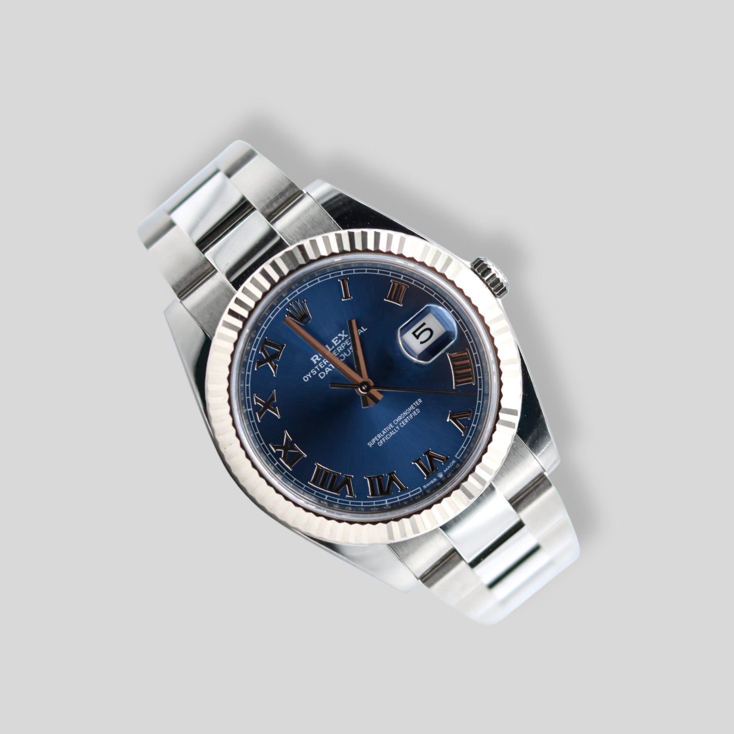 Rolex DateJust 41 - blaues Zifferblatt mit römischen Ziffern FULLSET-ZSG-2021