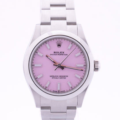 Rolex Oyster Perpetual 31mm Candy – Zifferblatt Detailansicht mit Indizes und Rolex Schriftzug