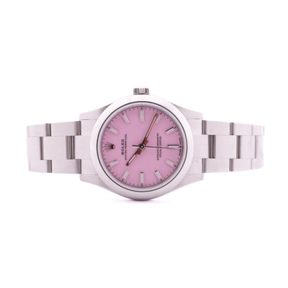 Rolex Oyster Perpetual 31mm Candy – Frontansicht liegend auf weißem Hintergrund